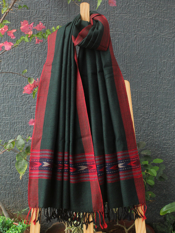 Green Kullu Handloom Pure Wool Stole