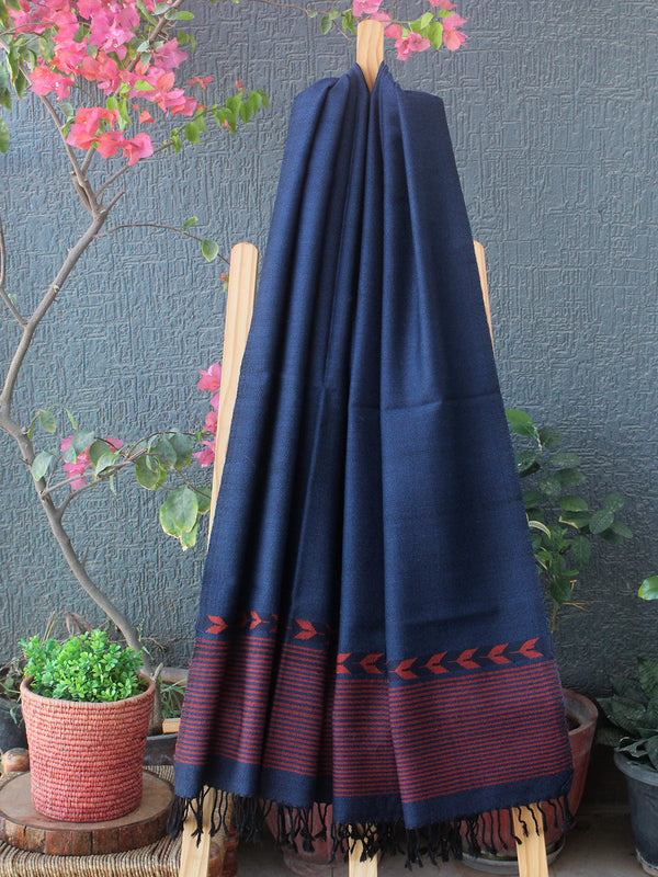 Blue Kullu Handloom Pure Wool Stole