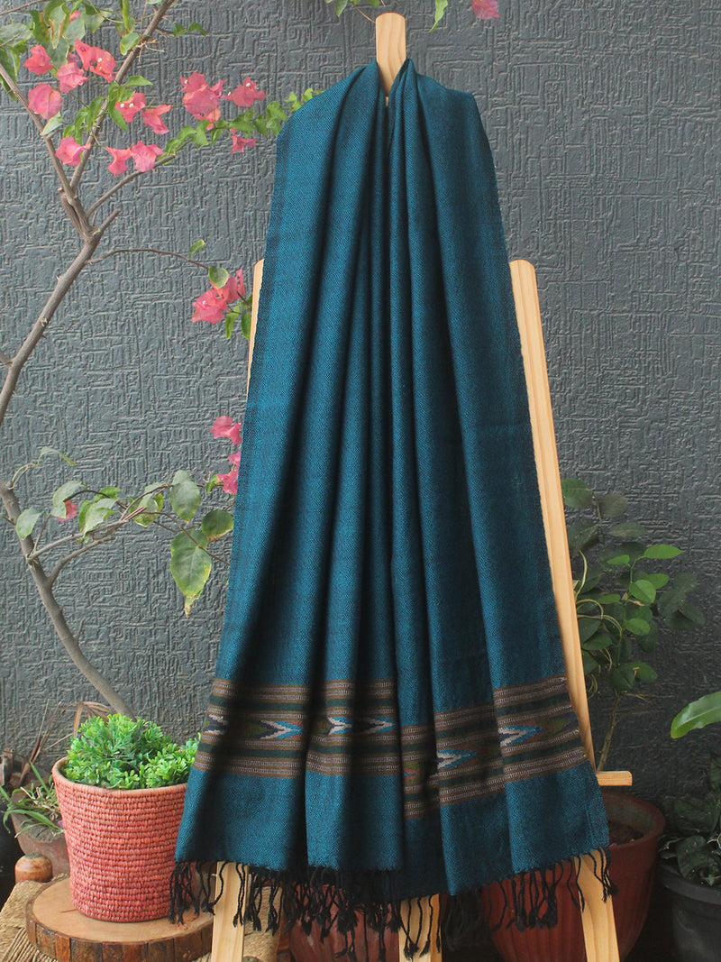 Blue Kullu Handloom Pure Wool Stole