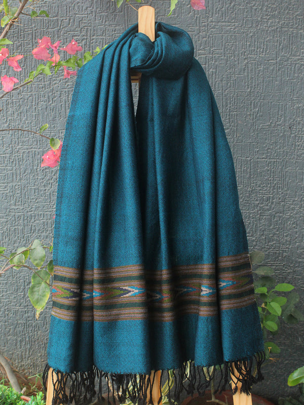 Blue Kullu Handloom Pure Wool Stole