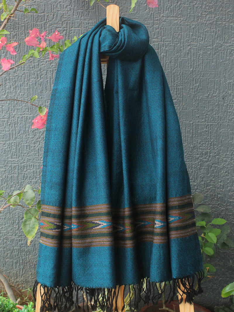 Blue Kullu Handloom Pure Wool Stole