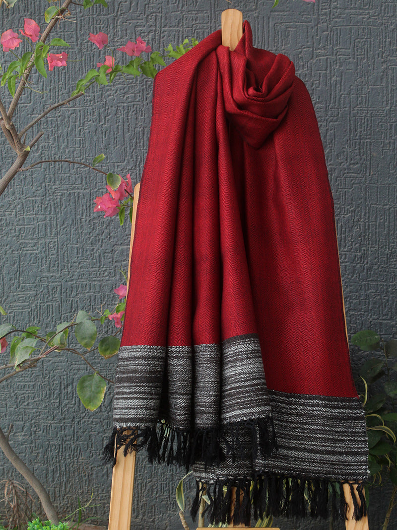 Black Handloom Pure Wool Kullu Stole