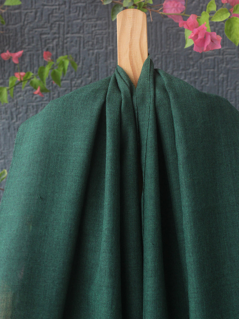 Green Bhujodi Handloom Pure Wool Devra Embroidery Mirror Work Stole