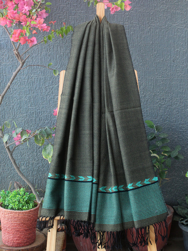 Khaki Kullu Handloom Pure Wool Stole