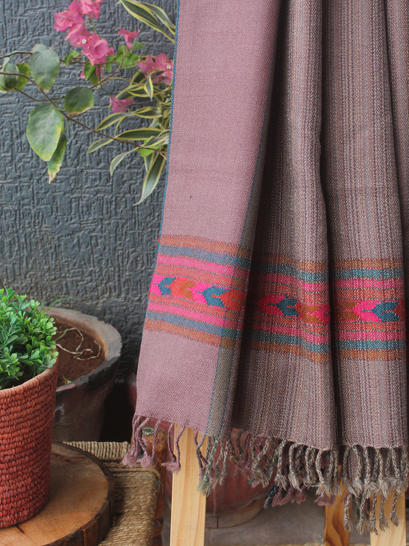 Light Brown Kullu Handloom Pure Wool Stole