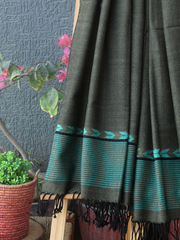 Khaki Kullu Handloom Pure Wool Stole