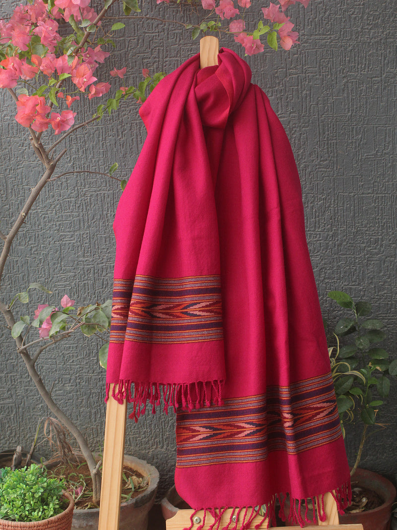 Pink Kullu Handloom Pure Wool Stole