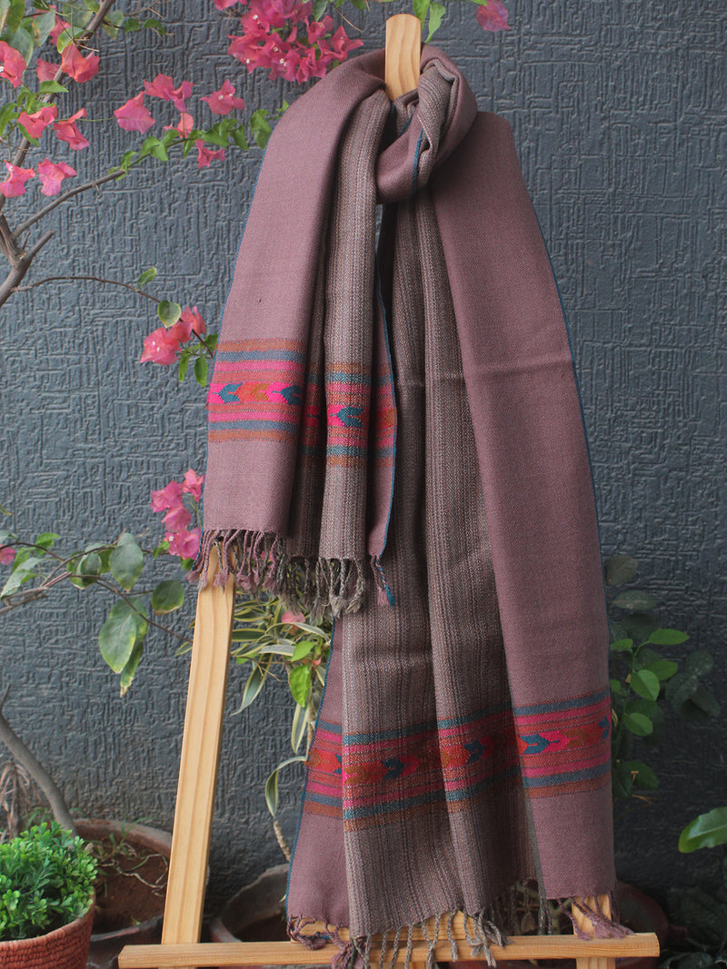 Light Brown Kullu Handloom Pure Wool Stole
