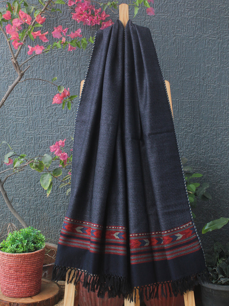 Black and Grey Kullu Handloom Pure Wool Stole
