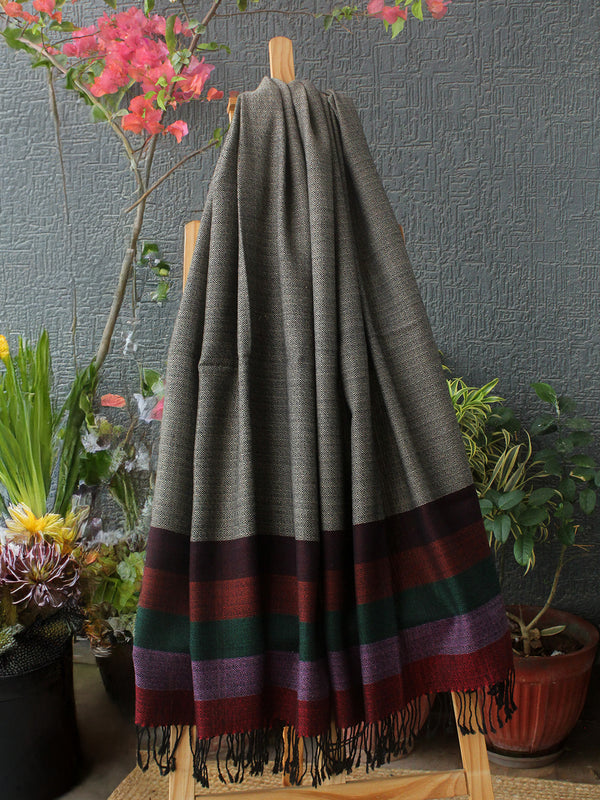 Grey Kullu Handloom Pure Wool Stole