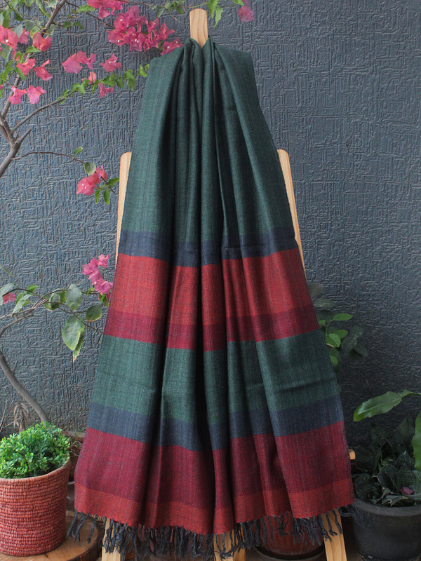 Green Kullu Handloom Pure Wool Stole
