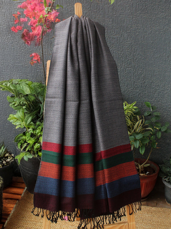 Grey Kullu Handloom Pure Wool Stole