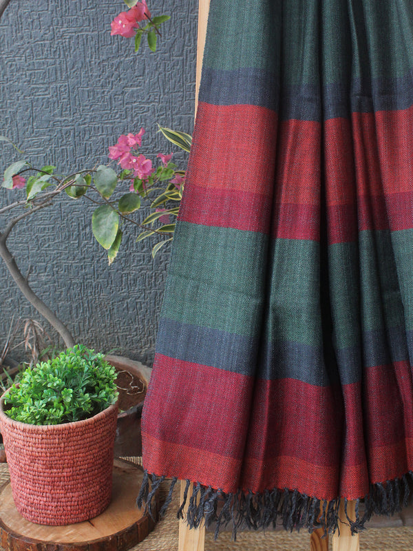 Green Kullu Handloom Pure Wool Stole