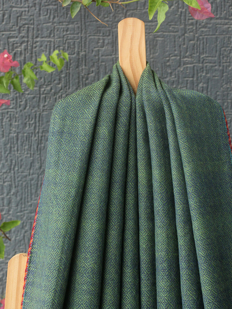 Indigo and Yellow Kullu Handloom Pure Wool Stole