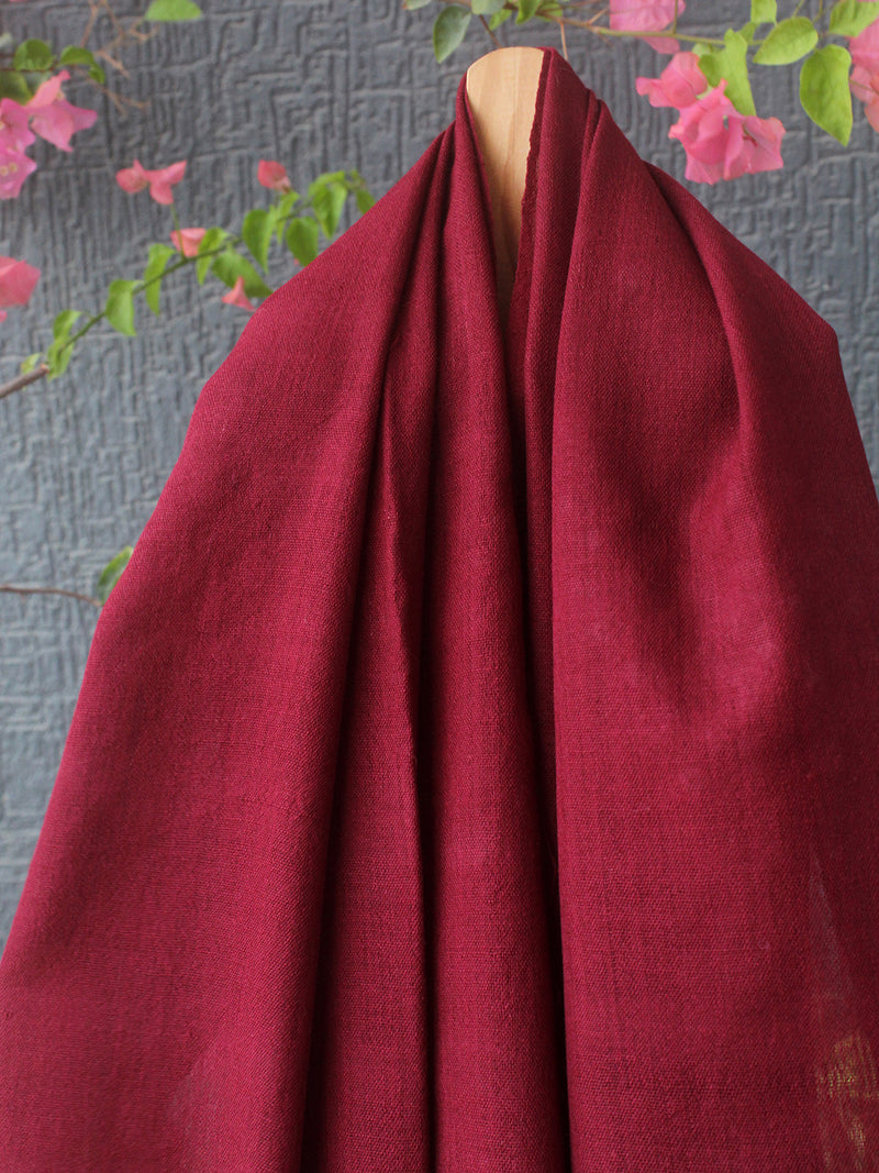 Maroon Bhujodi Handloom Pure Wool Devra Embroidery Mirror Work Stole