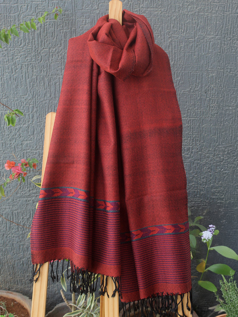 Black Handloom Pure Wool Kullu Stole