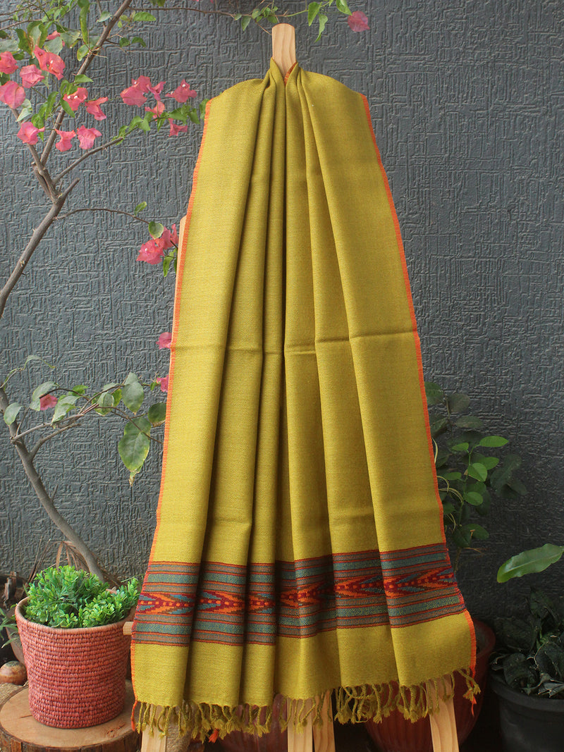 Yellow Kullu Handloom Pure Wool Stole