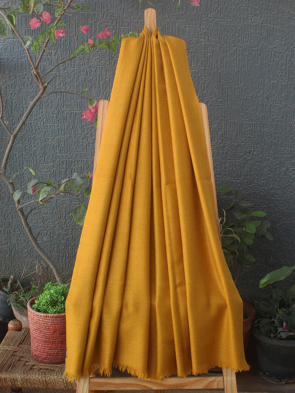 Mustard Handloom Pure Angora Wool and Silk Kullu Stole