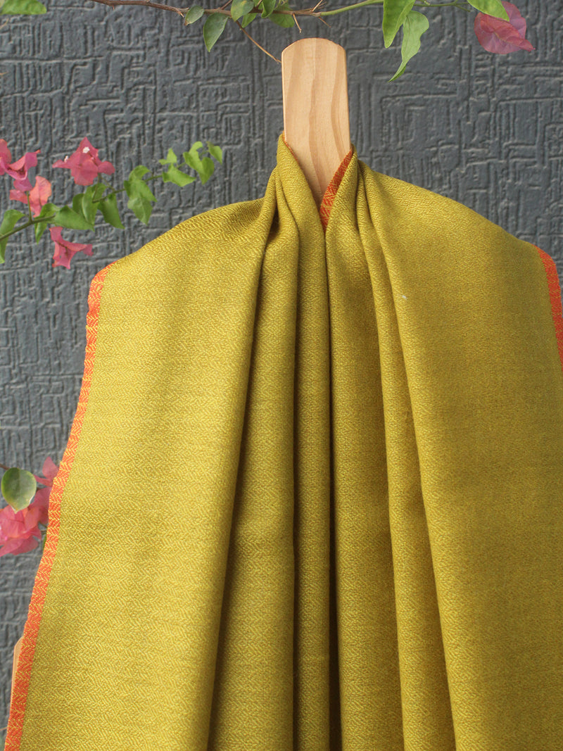 Yellow Kullu Handloom Pure Wool Stole
