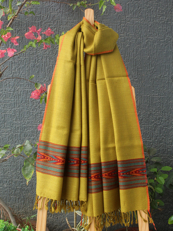 Yellow Kullu Handloom Pure Wool Stole