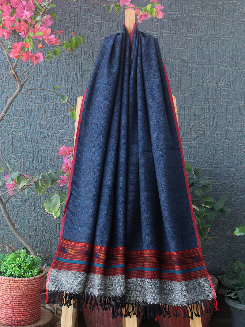 Indigo Kullu Handloom Pure Wool Stole