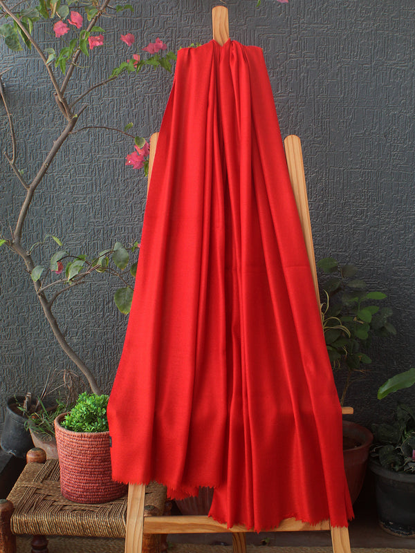 Red Handloom Pure Angora Wool and Silk Kullu Stole