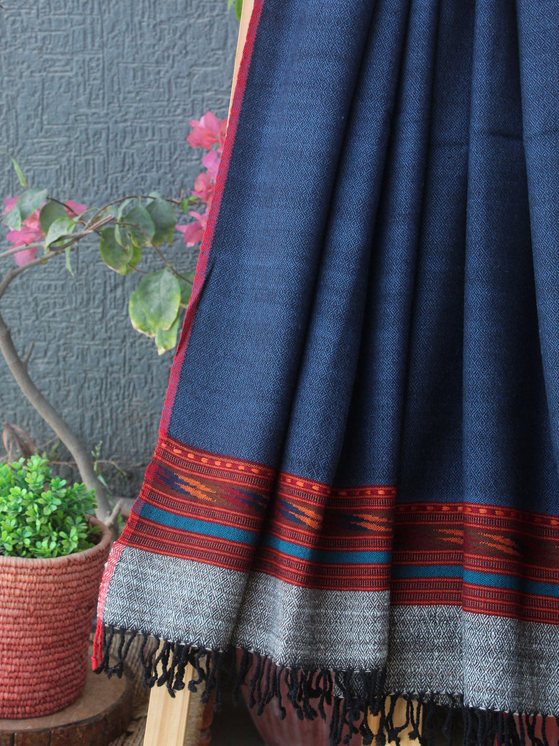 Indigo Kullu Handloom Pure Wool Stole