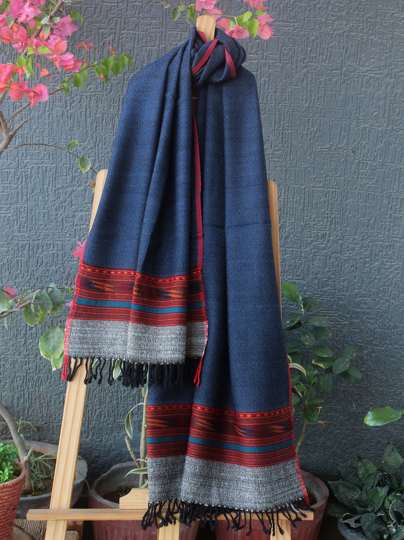 Indigo Kullu Handloom Pure Wool Stole