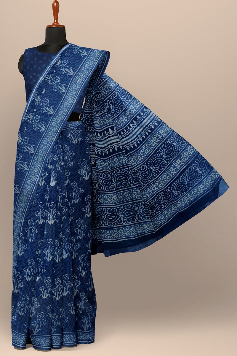 Bagru Hand Block Printed Cotton Saree