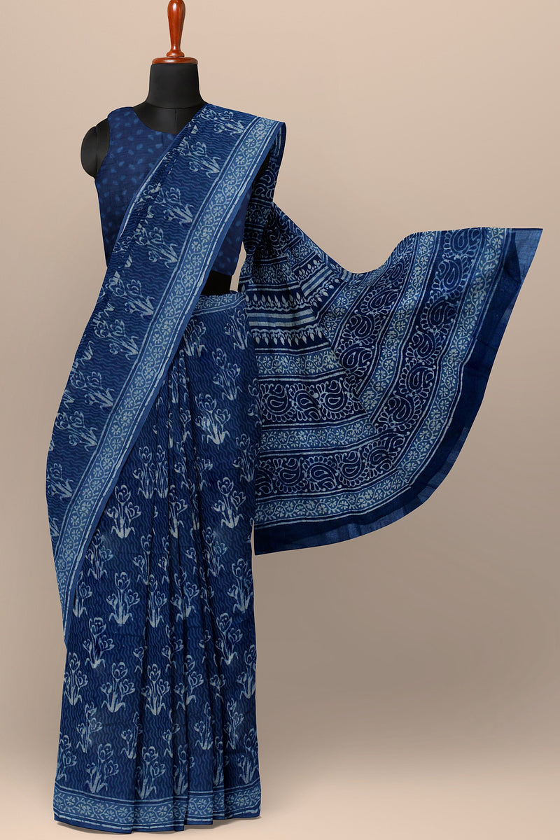 Bagru Hand Block Printed Cotton Saree