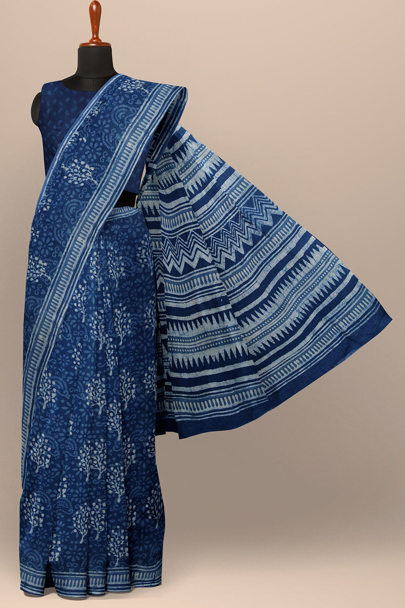 Bagru Hand Block Printed Cotton Saree