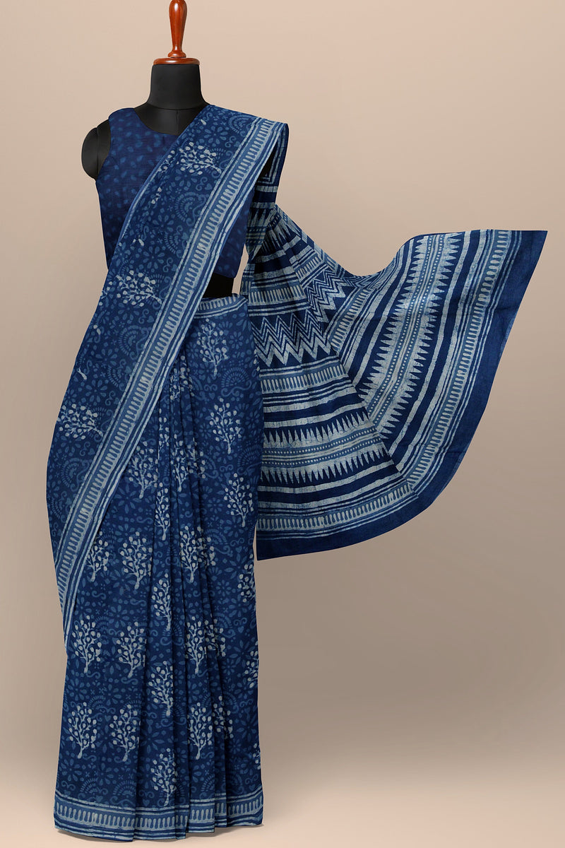 Bagru Hand Block Printed Cotton Saree