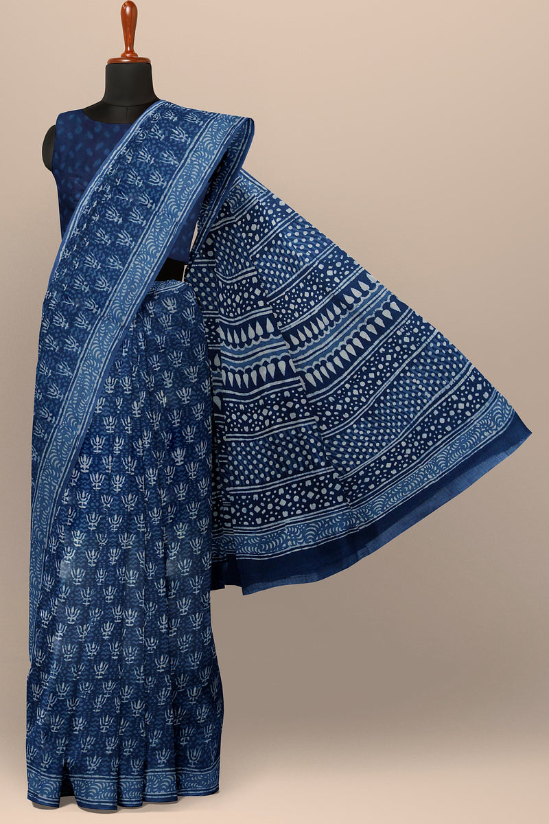 Bagru Hand Block Printed Cotton Saree