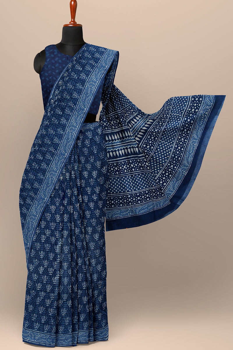 Bagru Hand Block Printed Cotton Saree