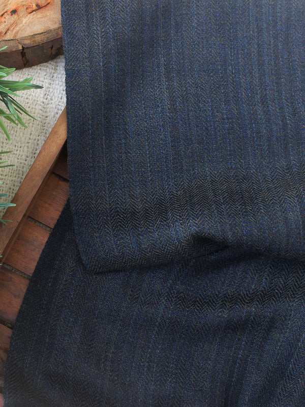 Blue and Beige Kullu Handloom Pure Wool Fabric