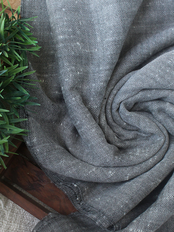Grey Kullu Handloom Pure Wool Fabric