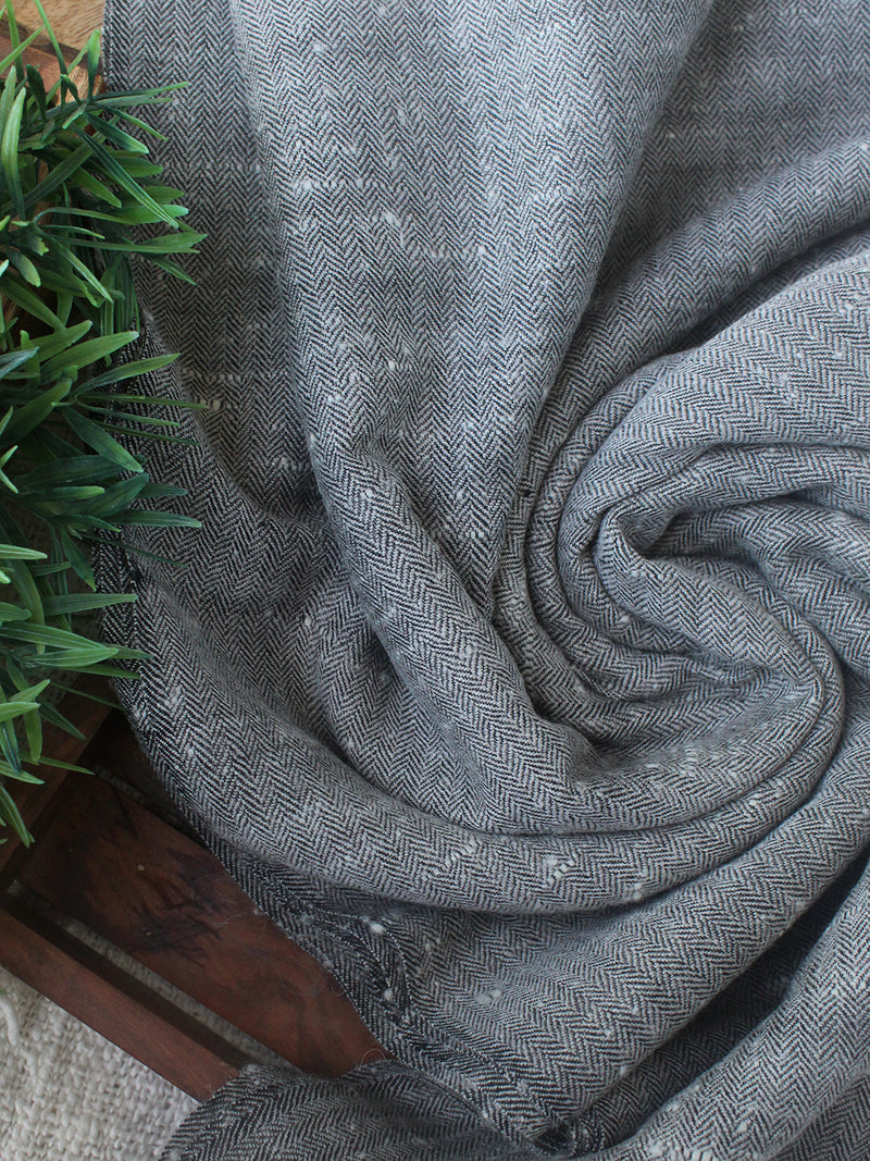 Grey Kullu Handloom Pure Wool Fabric
