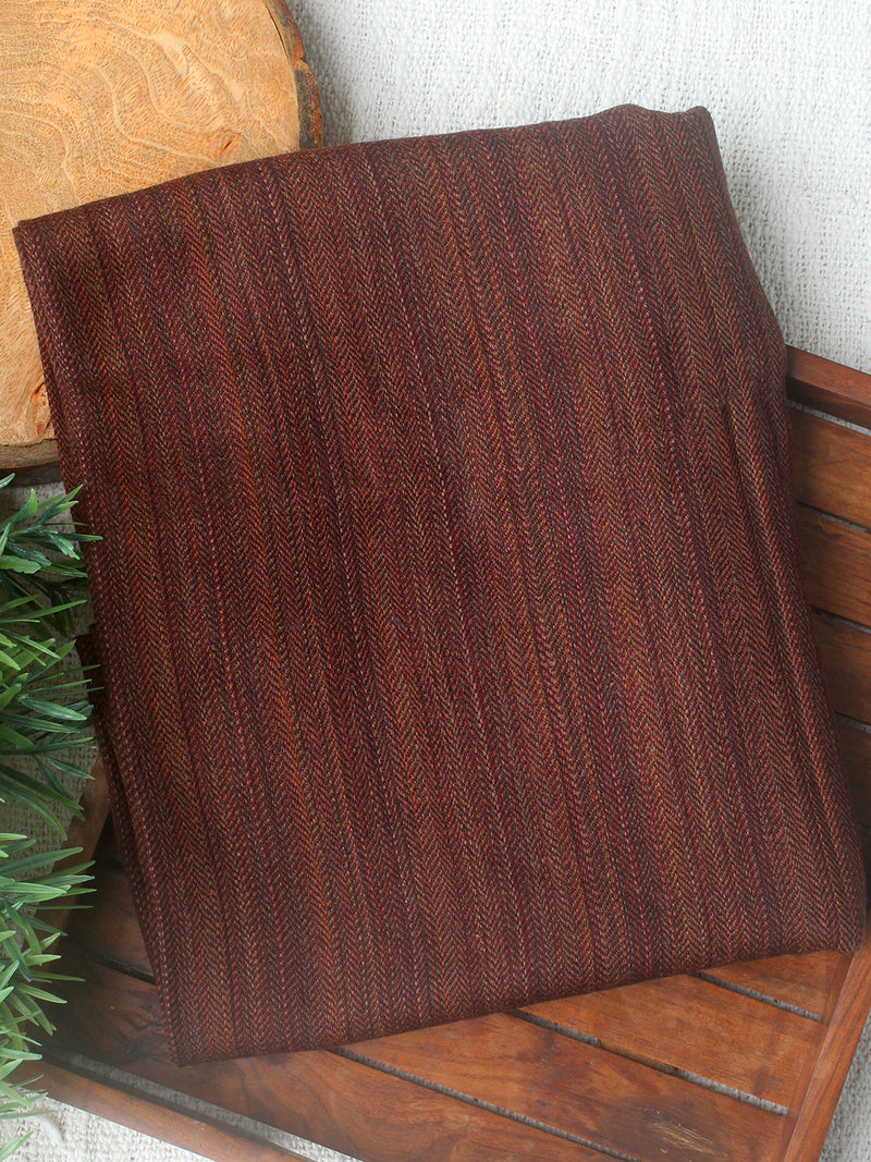 Brown and Maroon Kullu Handloom Pure Wool Fabric