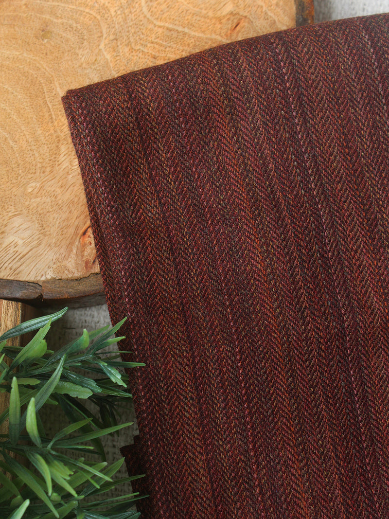 Brown and Maroon Kullu Handloom Pure Wool Fabric
