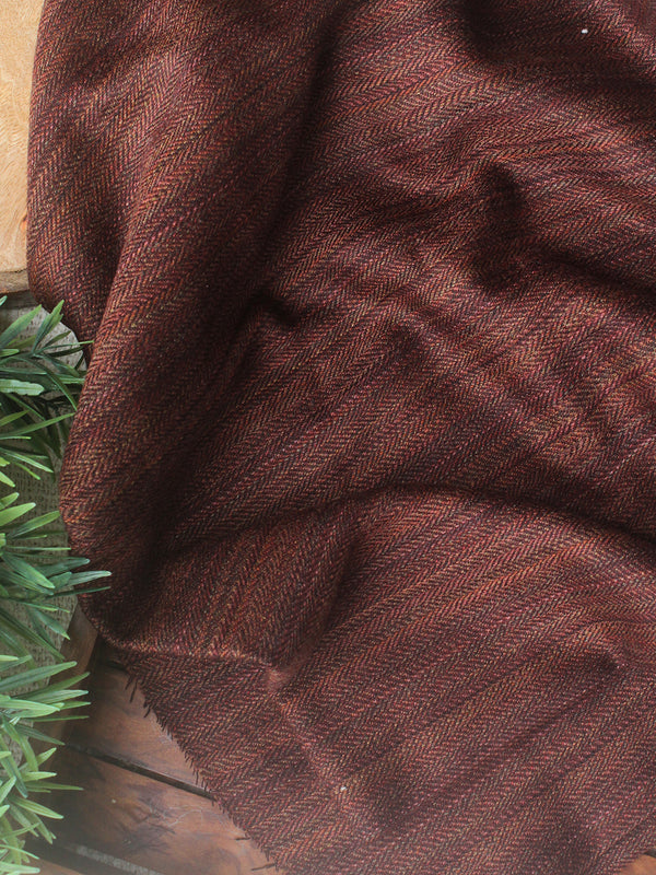 Brown and Maroon Kullu Handloom Pure Wool Fabric