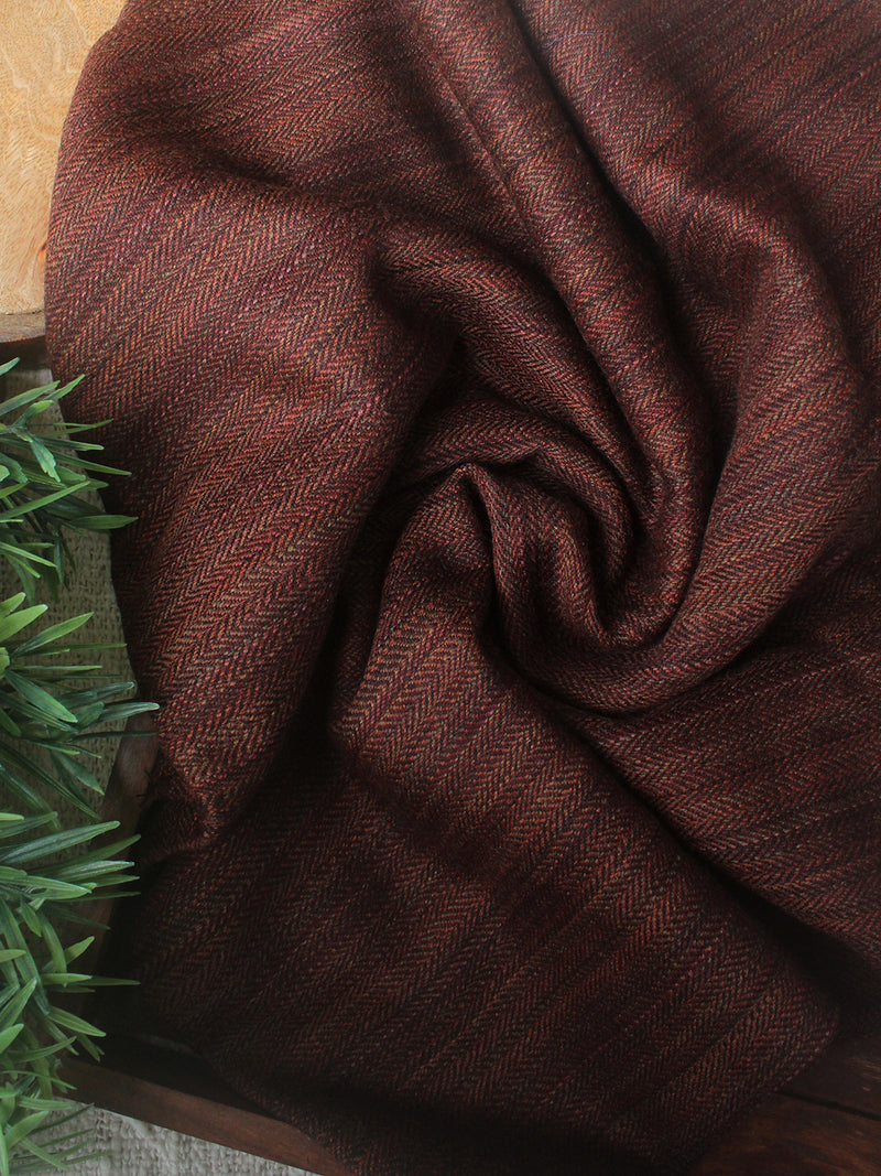 Brown and Maroon Kullu Handloom Pure Wool Fabric