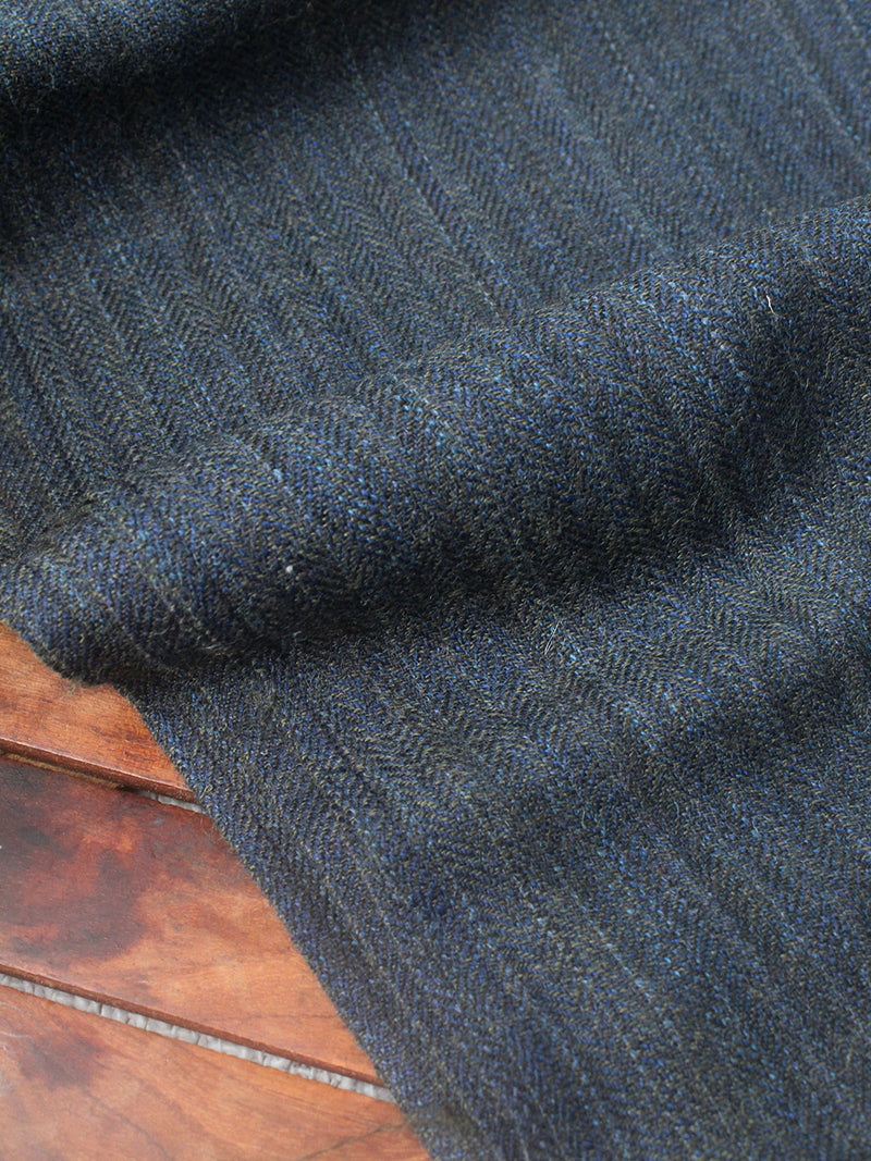 Grey, Beige and Indigo Kullu Handloom Pure Wool Fabric