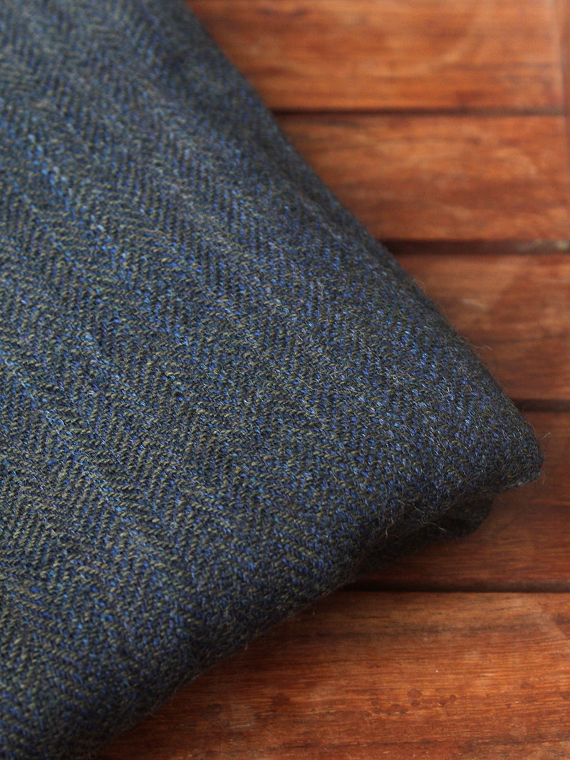 Grey, Beige and Indigo Kullu Handloom Pure Wool Fabric