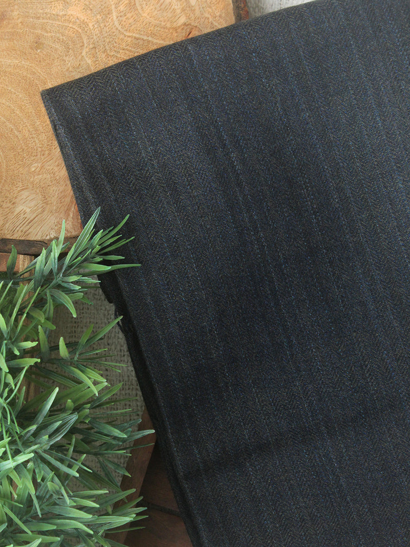 Grey, Beige and Indigo Kullu Handloom Pure Wool Fabric