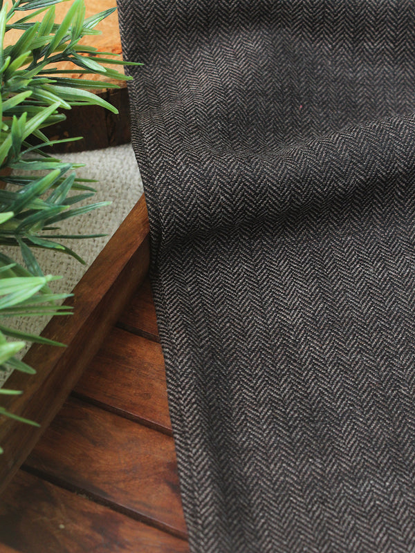 Black and Beige Kullu Handloom Pure Wool Fabric