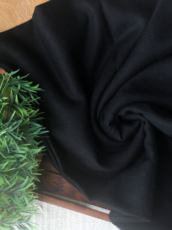 Black Kullu Handloom Pure Wool Fabric