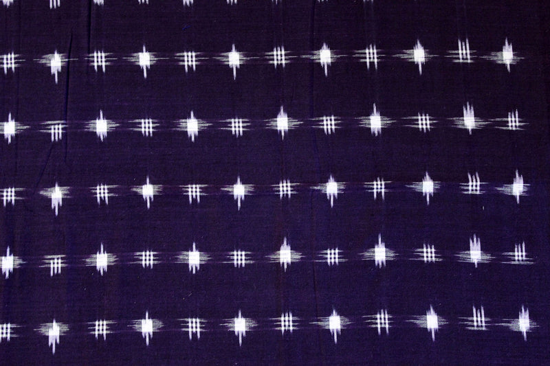 Purple Double Ikkat Handloom Cotton Fabric