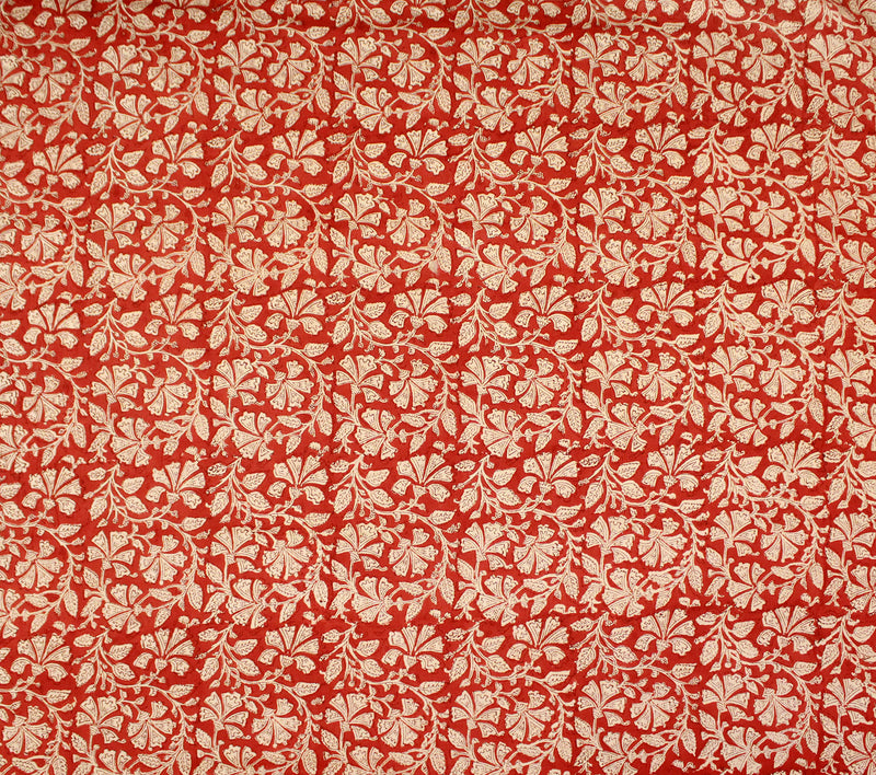 Red Bagru Block Printed Cotton Fabric