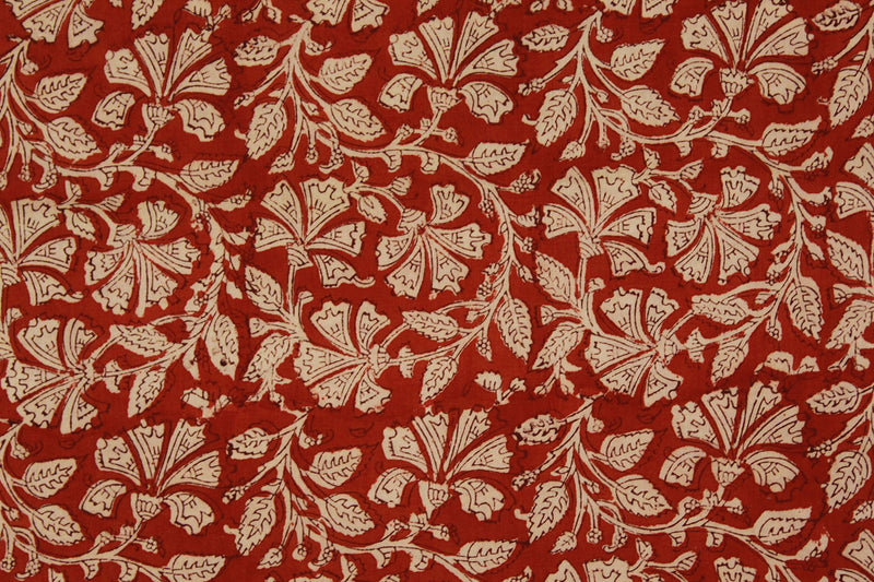 Red Bagru Block Printed Cotton Fabric