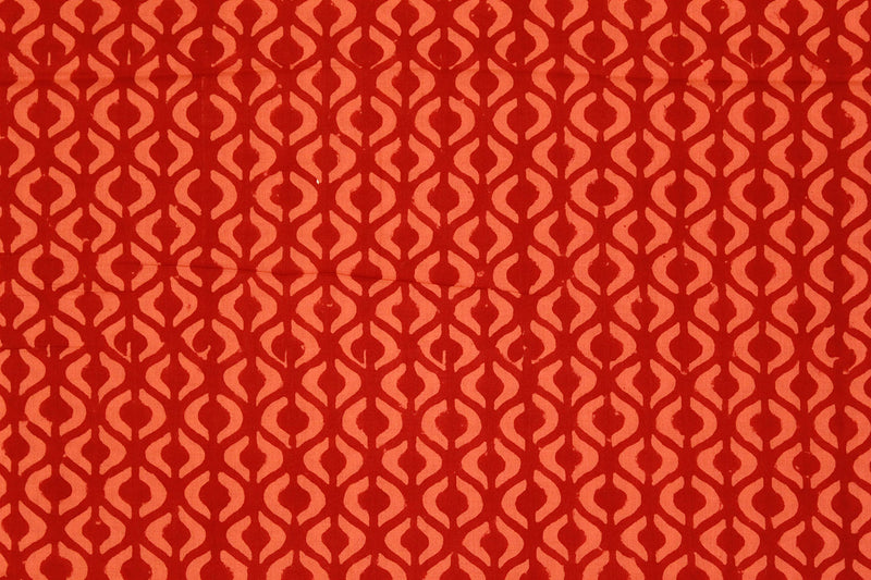 Orange Bagru Hand Block Printed Cotton Fabric